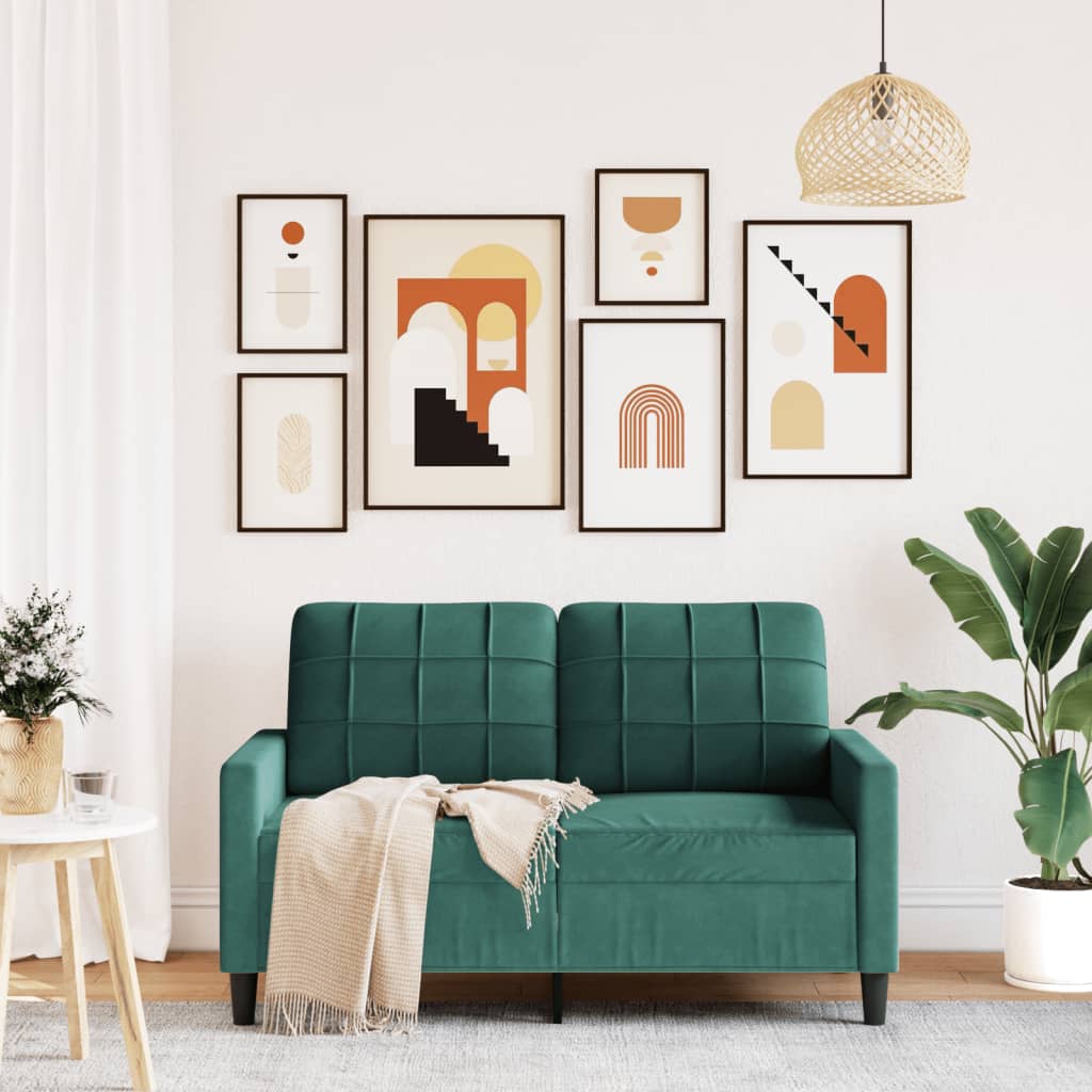 Καναπές Διθέσιος Σκούρο Πράσινο 120 εκ. Βελούδινος