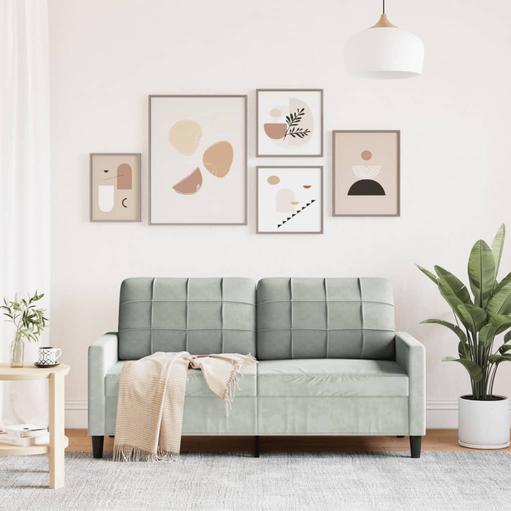 Καναπές Διθέσιος Ανοιχτό Γκρι 140 εκ. Βελούδινος