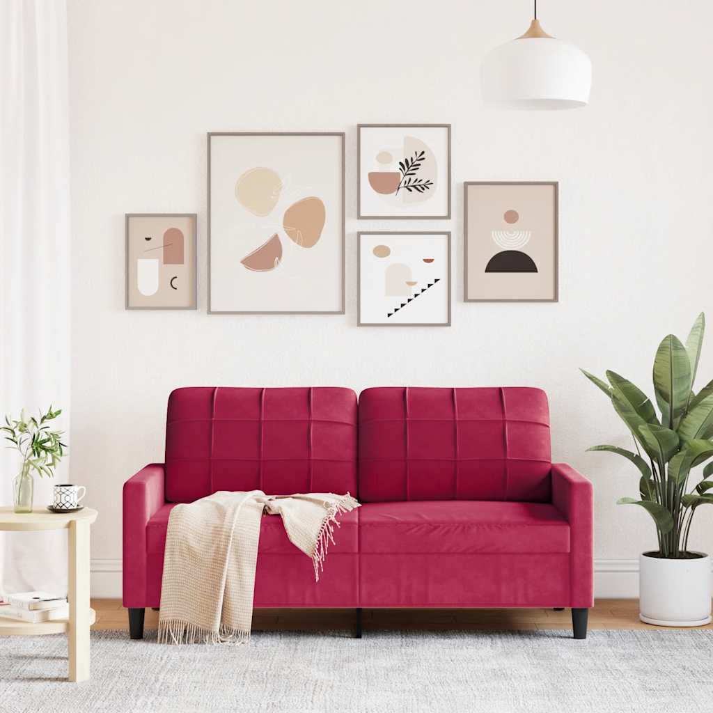 Καναπές Διθέσιος Μπορντό 140 εκ. Βελούδινος