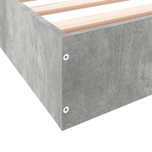 Πλαίσιο Κρεβατιού Γκρι Σκυροδέματος 200x200 εκ. Επεξεργ. Ξύλο