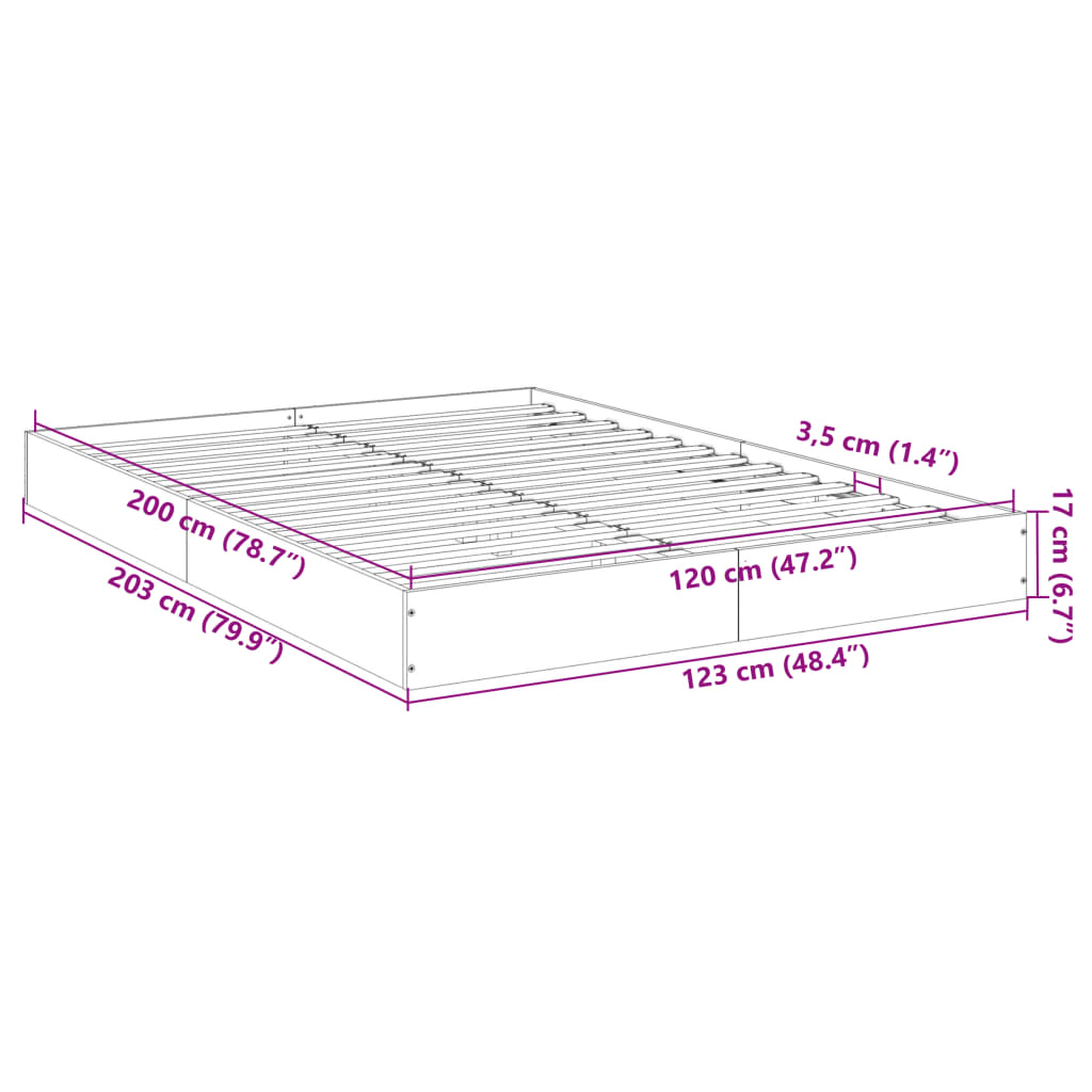 Πλαίσιο Κρεβατιού Χωρ. Στρώμα Καφέ Δρυς 120x200εκ. Επ. Ξύλο