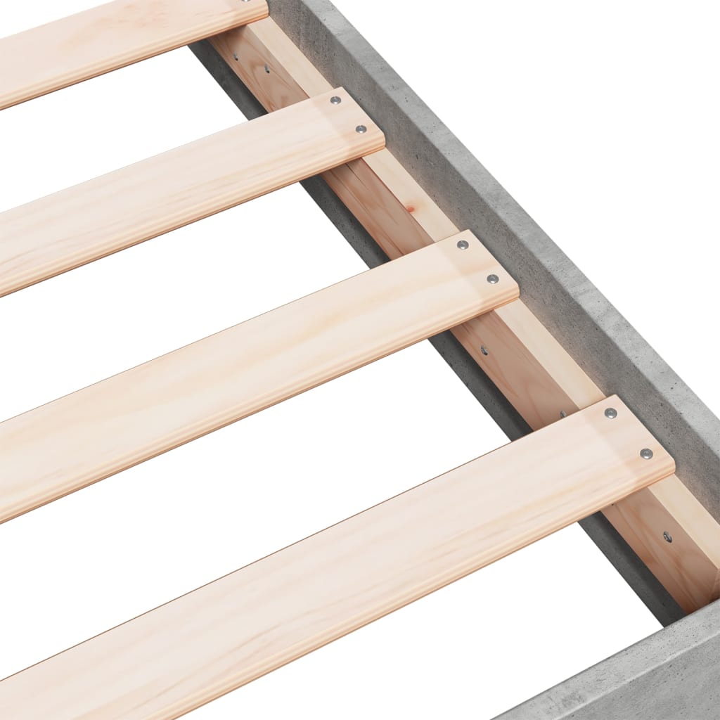 Πλαίσιο Κρεβατιού Γκρι Σκυροδέματος 75 x 190 εκ. Επεξεργ. Ξύλο