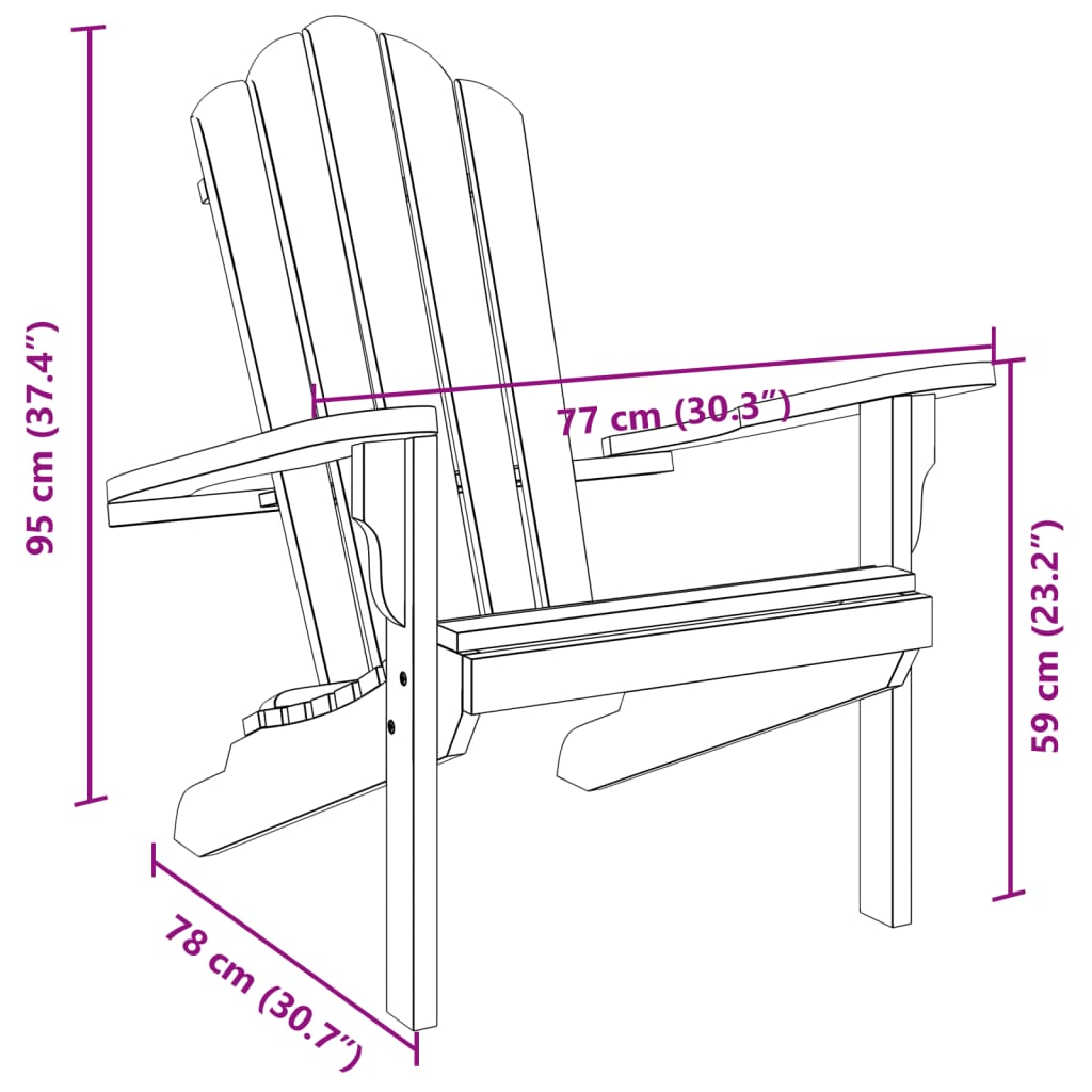 Καρέκλα Κήπου Adirondack 77x78x95 εκ. από Μασίφ Ξύλο Teak