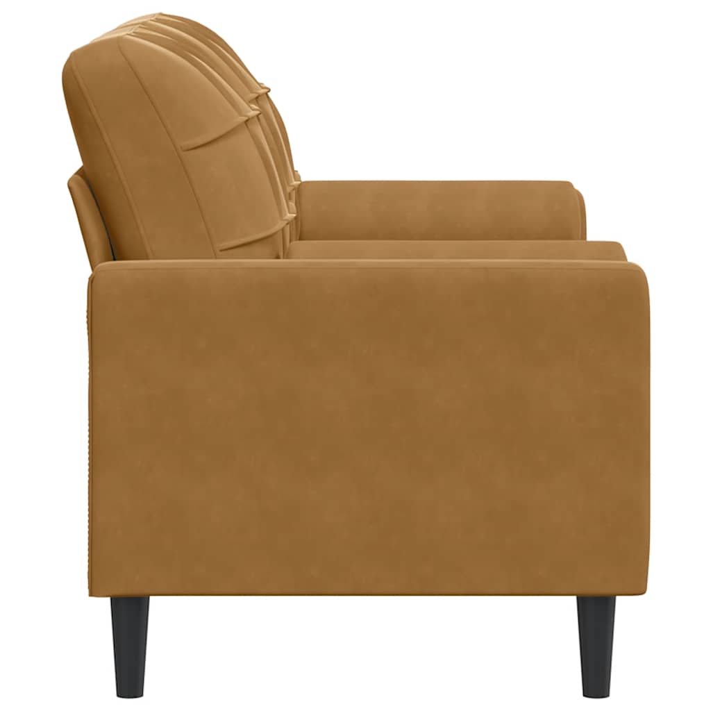 Καναπές Διθέσιος Καφέ 140 εκ. Βελούδινος με Διακ. Μαξιλάρια