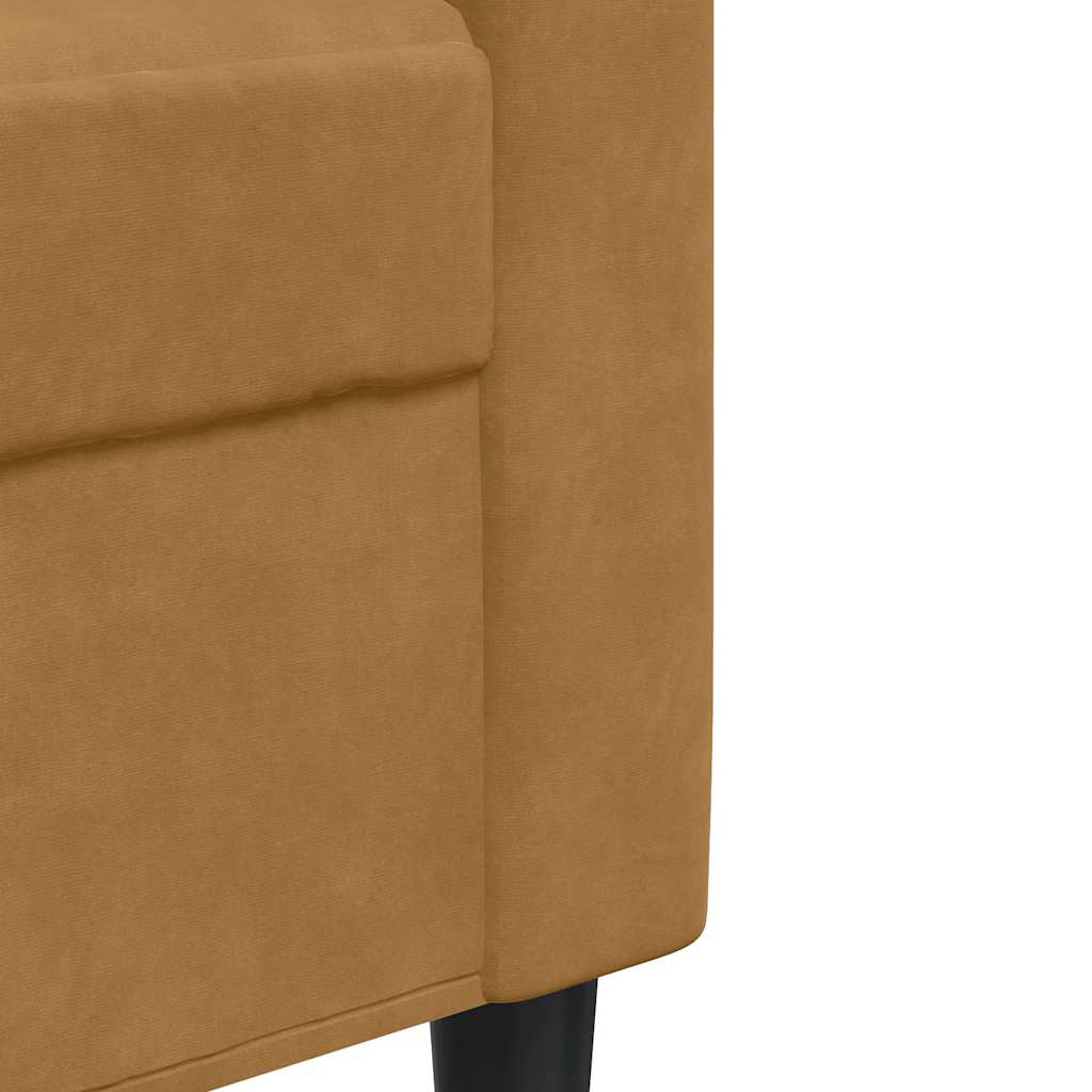 Πολυθρόνες Σετ 4 Τεμαχίων Καφέ από Βελούδο με Μαξιλάρια