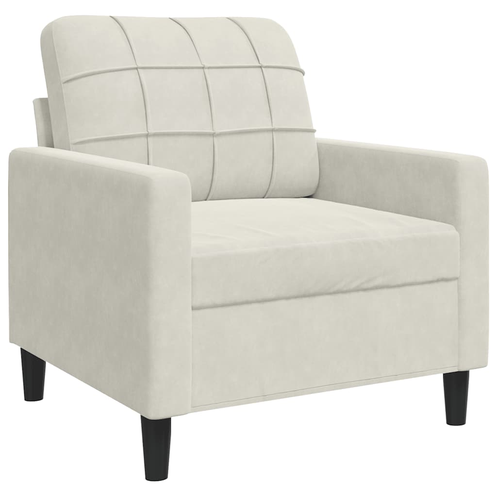 Πολυθρόνες Σετ 4 Τεμαχίων Κρεμ από Βελούδο με Μαξιλάρια