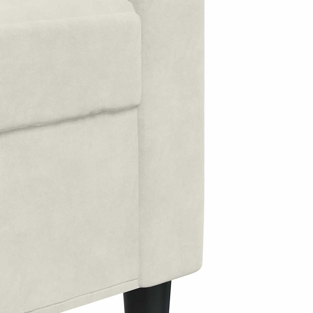 Πολυθρόνες Σετ 4 Τεμαχίων Κρεμ από Βελούδο με Μαξιλάρια