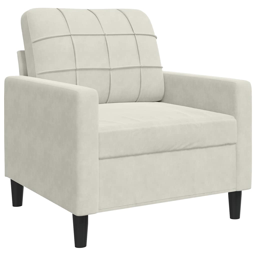 Σετ Σαλονιού 3 Τεμ. Κρεμ Βελούδινο με Μαξιλάρια/Στηρίγματα