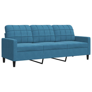 Σετ Σαλονιού 3 Τεμ. Μπλε Βελούδινο με Μαξιλάρια/Στηρίγματα
