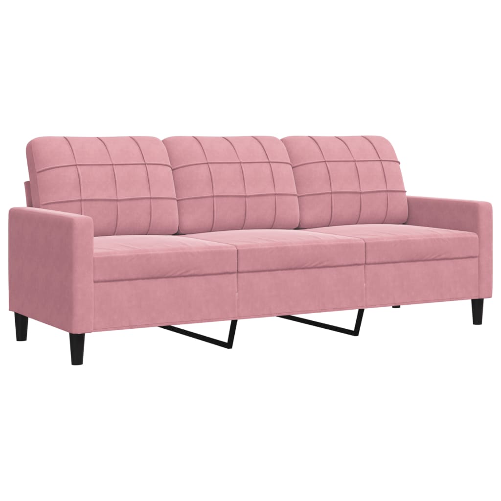 Σετ Σαλονιού 4 Τεμ. Ροζ Βελούδινο με Μαξιλάρια/Στηρίγματα