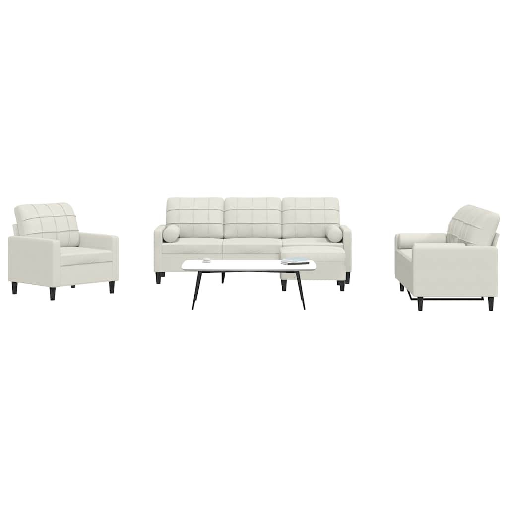 Σετ Σαλονιού 4 Τεμ. Κρεμ Βελούδινο με Μαξιλάρια/Στηρίγματα