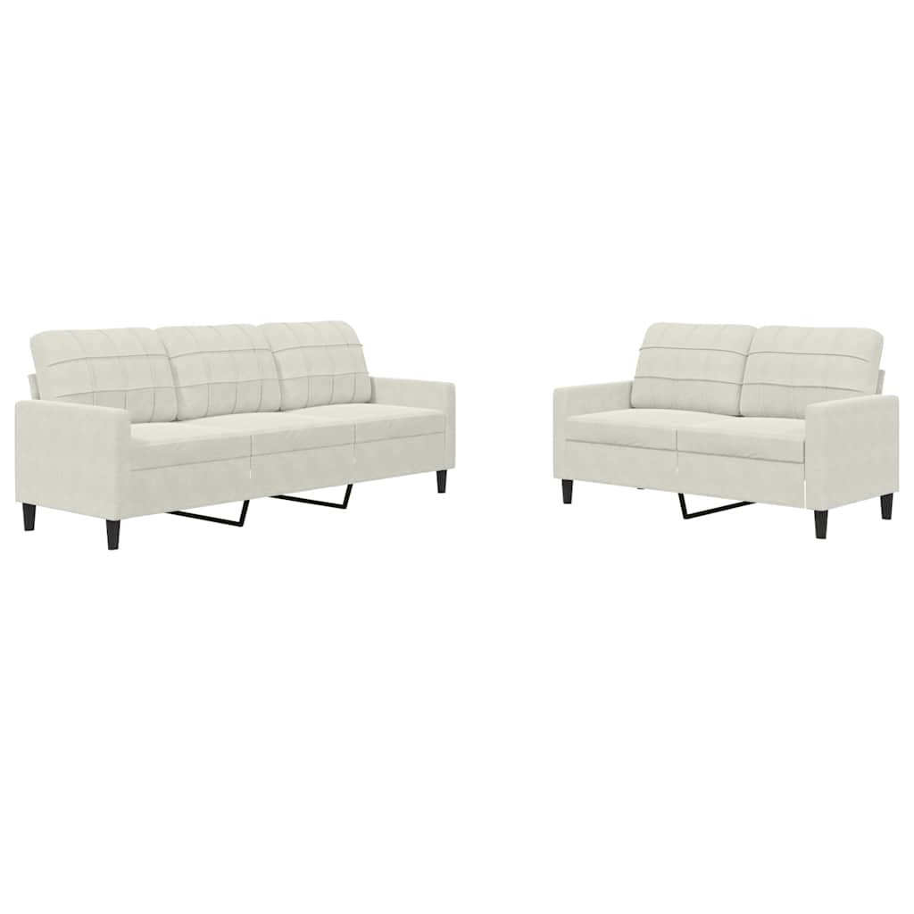 Πολυθρόνες Σετ 2 Τεμαχίων Κρεμ από Βελούδο με Μαξιλάρια