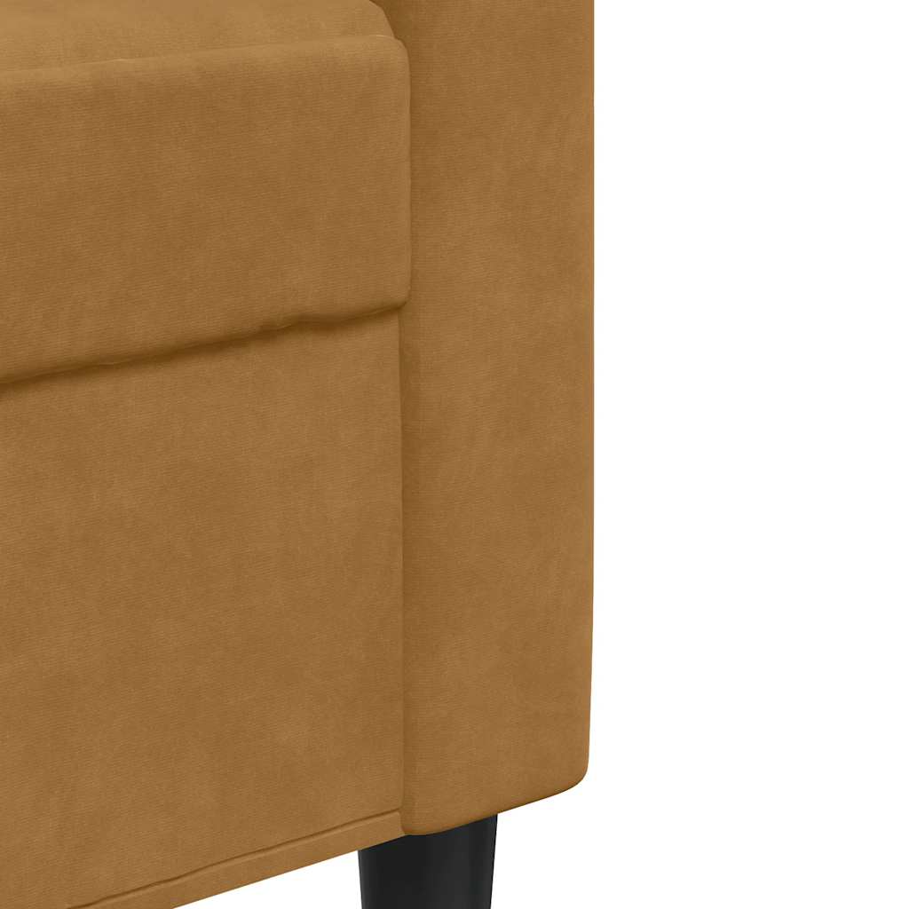 Πολυθρόνες Σετ 3 Τεμαχίων Καφέ από Βελούδο με Μαξιλάρια