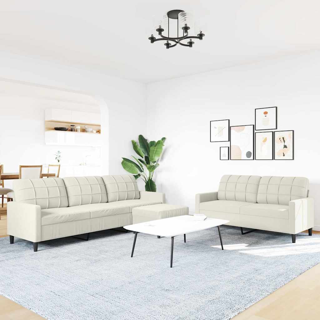 Πολυθρόνες Σετ 3 Τεμαχίων Κρεμ από Βελούδο με Μαξιλάρια