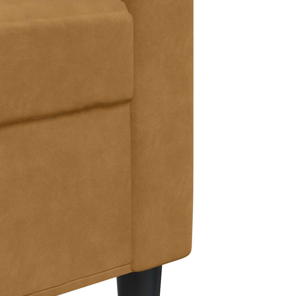 Σετ Σαλονιού 2 Τεμ. Καφέ Βελούδινο με Μαξιλάρια/Στηρίγματα