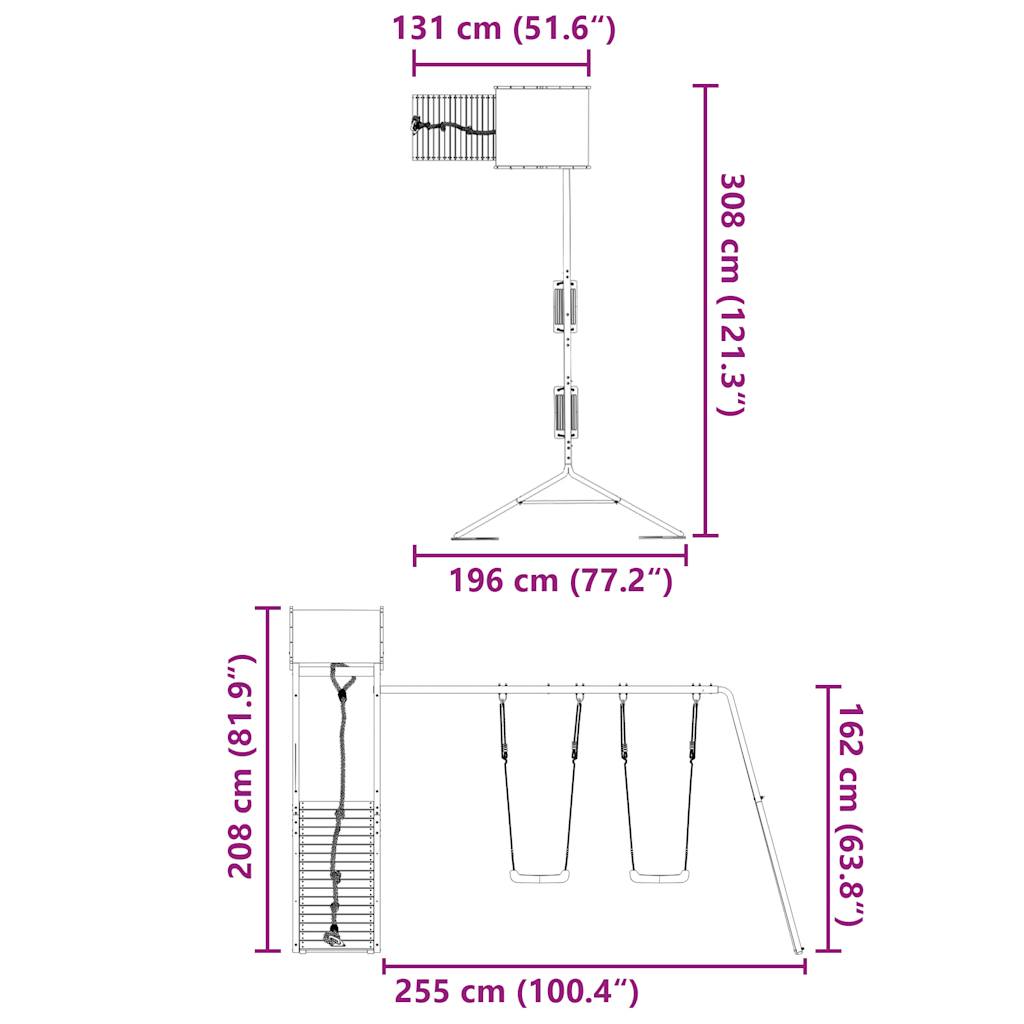 Παιδική Χαρά Εξωτερικού Χώρου από Μασίφ Ξύλο Πεύκου
