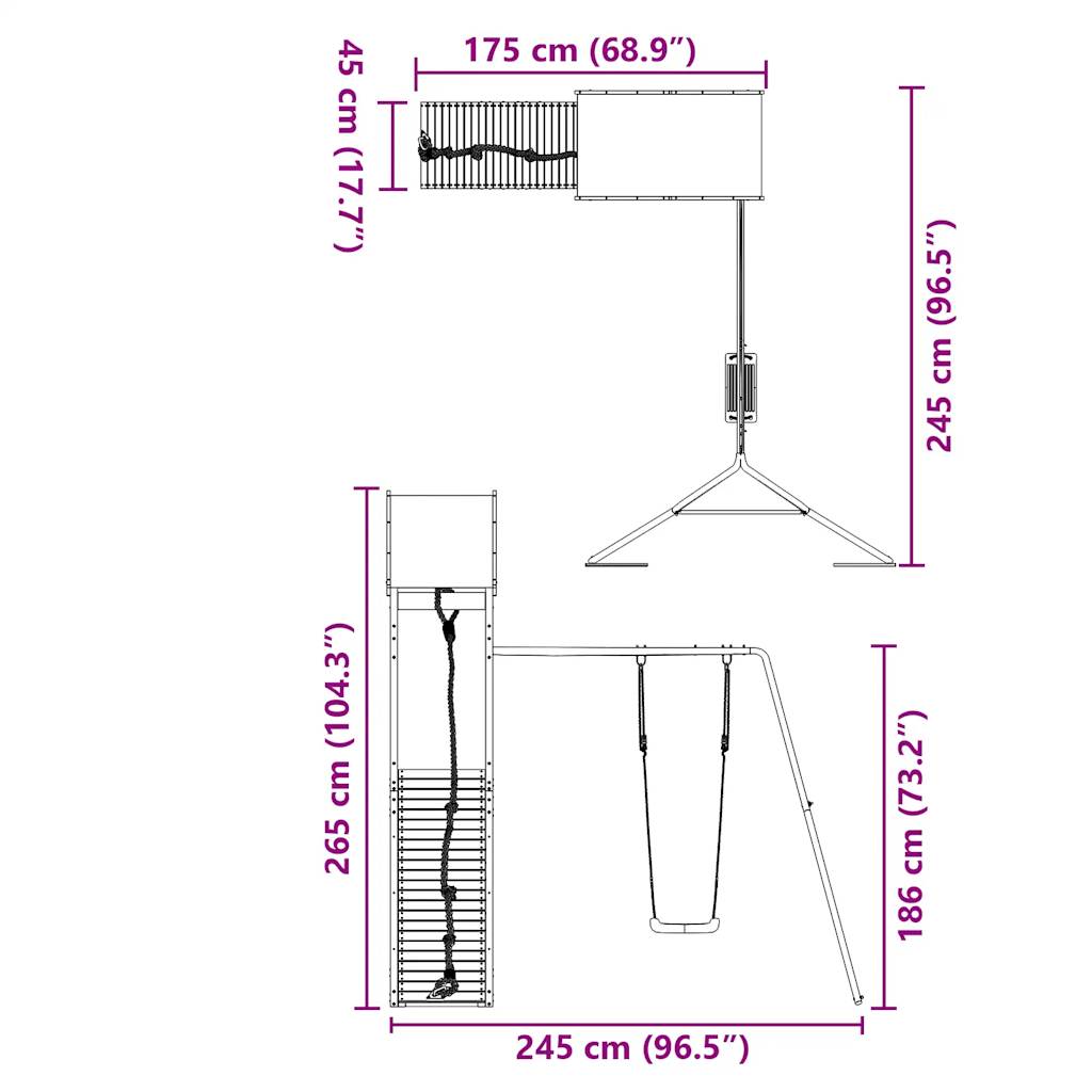 Παιδική Χαρά Εξωτερικού Χώρου από Μασίφ Ξύλο Πεύκου