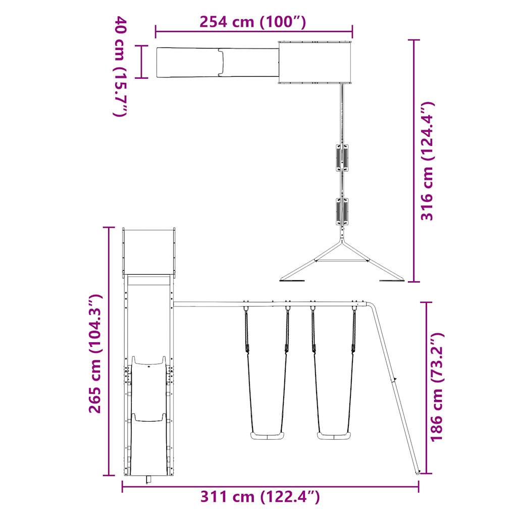 Παιδική Χαρά Εξωτερικού Χώρου από Μασίφ Ξύλο Ψευδοτσούγκας