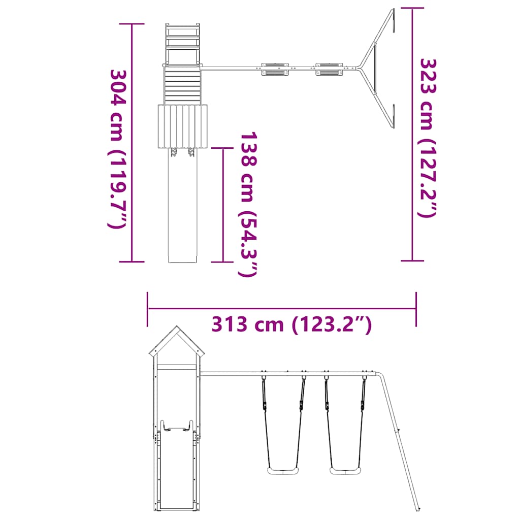 Παιδική Χαρά Εξωτερικού Χώρου από Μασίφ Ξύλο Ψευδοτσούγκας