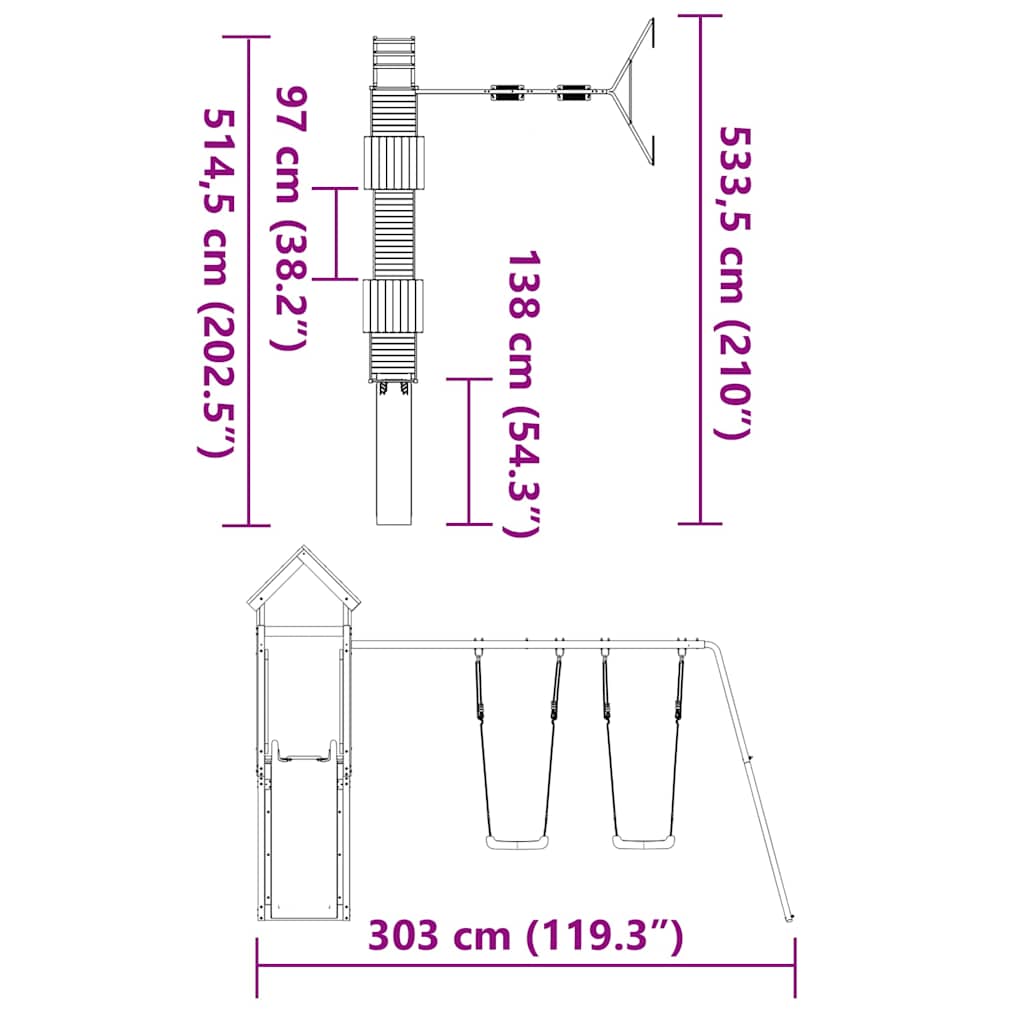Παιδική Χαρά Εξωτερικού Χώρου από Μασίφ Ξύλο Ψευδοτσούγκας