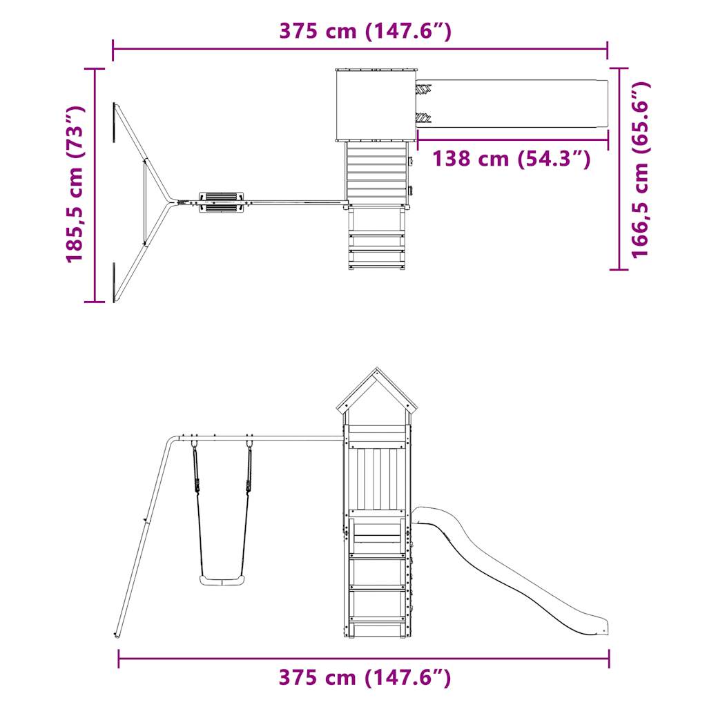Παιδική Χαρά Εξωτερικού Χώρου από Μασίφ Ξύλο Ψευδοτσούγκας