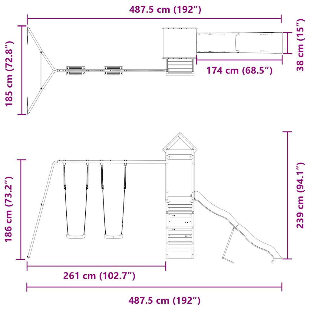 Παιδική Χαρά Εξωτερικού Χώρου από Εμποτισμένο Ξύλο Πεύκου