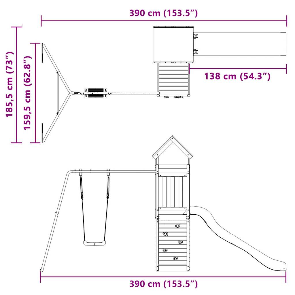 Παιδική Χαρά Εξωτερικού Χώρου από Μασίφ Ξύλο Ψευδοτσούγκας