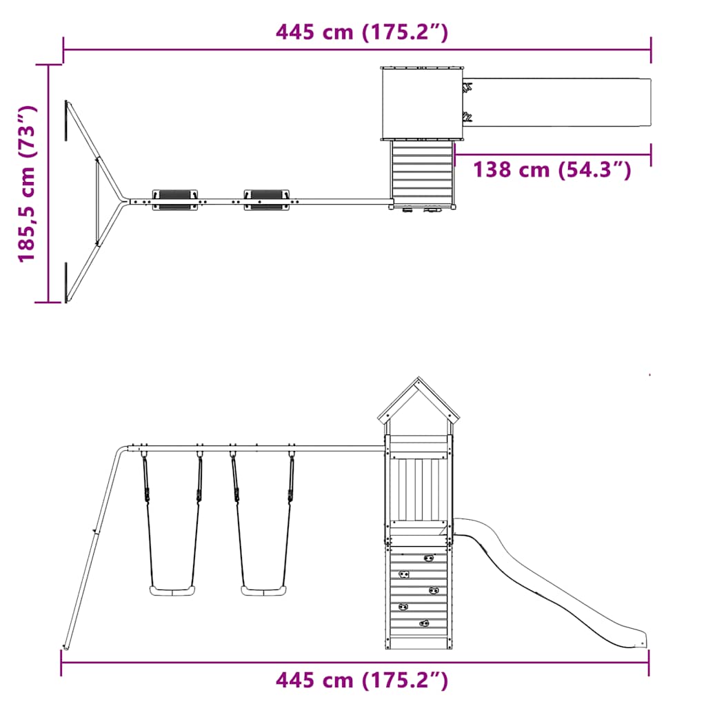 Παιδική Χαρά Εξωτερικού Χώρου από Μασίφ Ξύλο Ψευδοτσούγκας