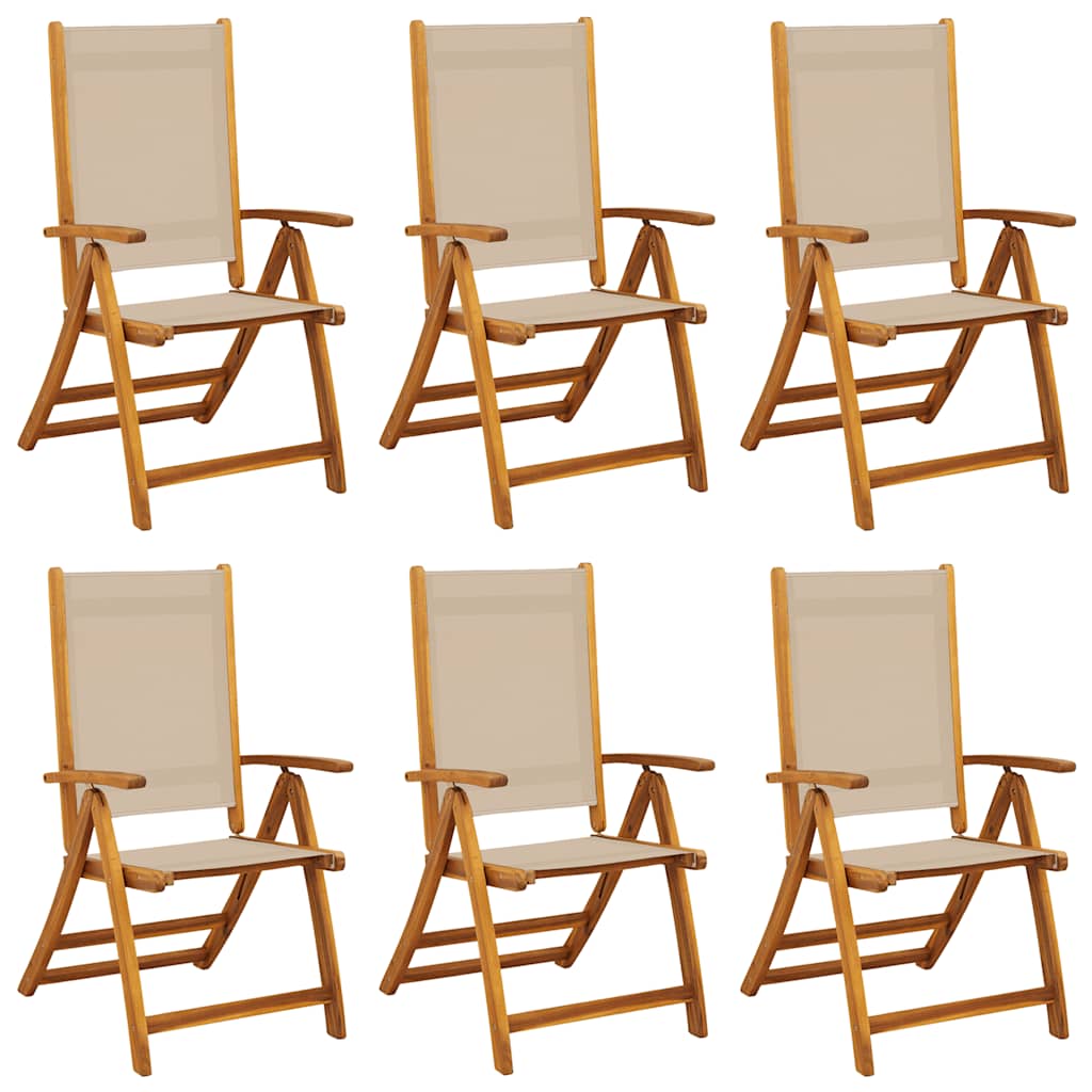 Καρέκλες Πτυσσόμενες 6 τεμ. από Μασίφ Ξύλο Ακακίας/Τεξτιλίνη - Pakobazaar