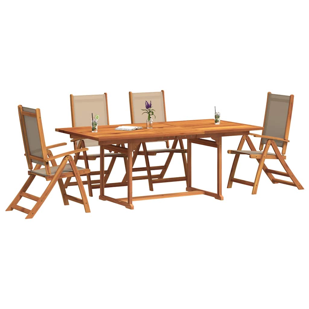 Σετ Τραπεζαρίας Κήπου 5 Τεμαχίων Μασίφ Ξύλο Ακακίας / Τεξτιλίνη - Pakobazaar