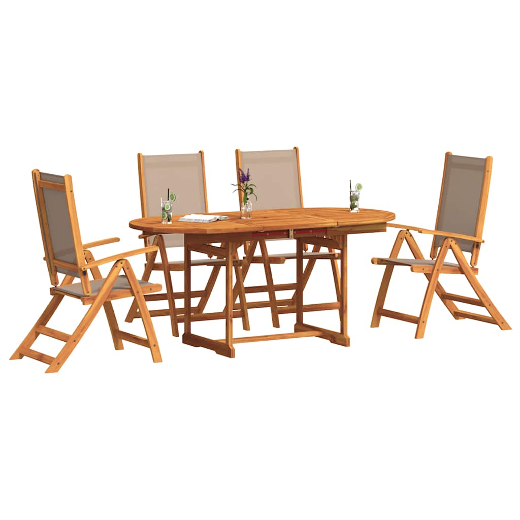 Σετ Τραπεζαρίας Κήπου 5 Τεμαχίων Μασίφ Ξύλο Ακακίας / Τεξτιλίνη - Pakobazaar