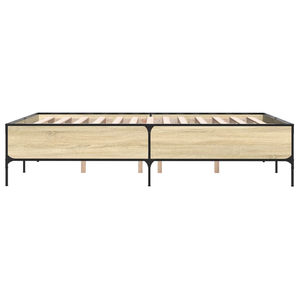 Πλαίσιο Κρεβατιού Sonoma Δρυς 150x200 εκ. Επεξ. Ξύλο & Μέταλλο