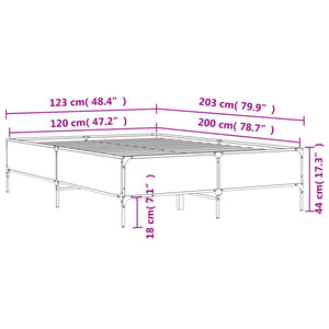 Πλαίσιο Κρεβατιού Γκρι Sonoma 120x200 εκ. Επεξ. Ξύλο & Μέταλλο