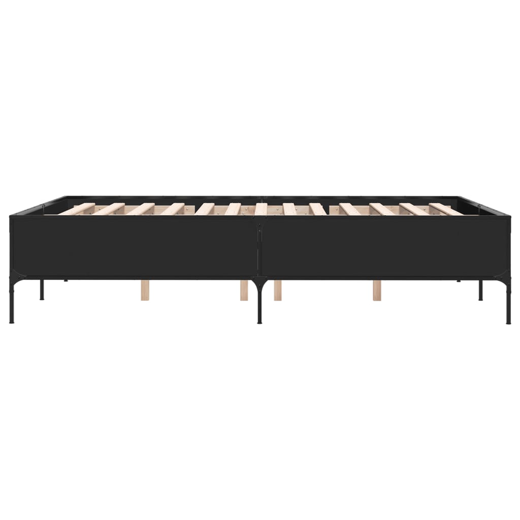 Πλαίσιο Κρεβατιού Μαύρο 140 x 190 εκ. Επεξ. Ξύλο & Μέταλλο