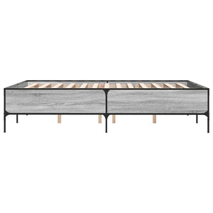 Πλαίσιο Κρεβατιού Γκρι Sonoma 135x190 εκ. Επεξ. Ξύλο & Μέταλλο