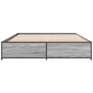 Πλαίσιο Κρεβατιού Γκρι Sonoma 135x190 εκ. Επεξ. Ξύλο & Μέταλλο