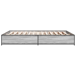 Πλαίσιο Κρεβατιού Γκρι Sonoma 120 x 190εκ. Επεξ. Ξύλο & Μέταλλο