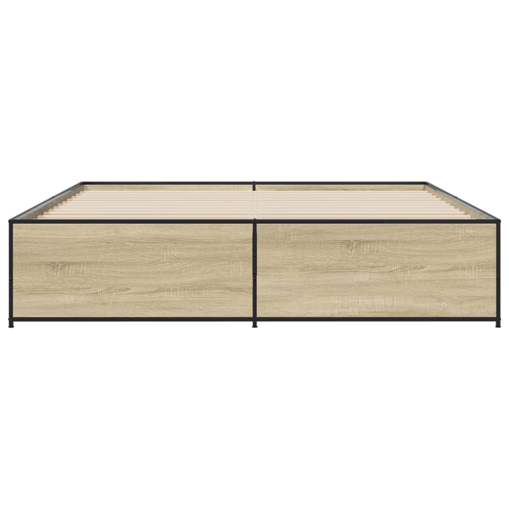 Πλαίσιο Κρεβατιού Sonoma Δρυς 200x200 εκ. Επεξ. Ξύλο & Μέταλλο