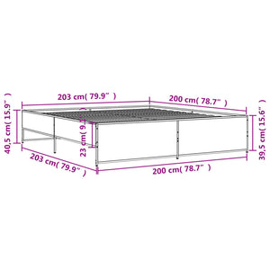 Πλαίσιο Κρεβατιού Sonoma Δρυς 200x200 εκ. Επεξ. Ξύλο & Μέταλλο