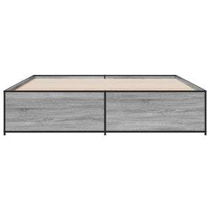 Πλαίσιο Κρεβατιού Γκρι Sonoma 200x200 εκ. Επεξ. Ξύλο & Μέταλλο