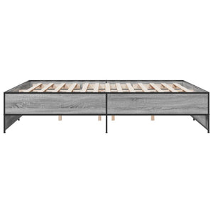 Πλαίσιο Κρεβατιού Γκρι Sonoma 200x200 εκ. Επεξ. Ξύλο & Μέταλλο