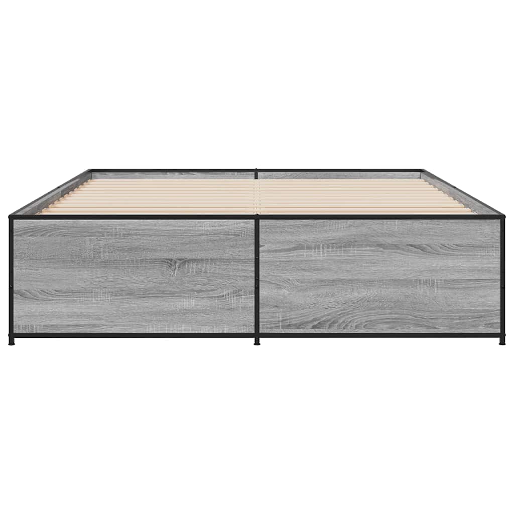 Πλαίσιο Κρεβατιού Γκρι Sonoma 160x200 εκ. Επεξ. Ξύλο & Μέταλλο
