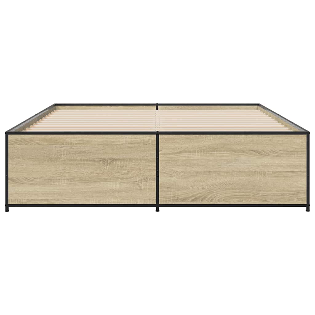 Πλαίσιο Κρεβατιού Sonoma Δρυς 150x200 εκ. Επεξ. Ξύλο & Μέταλλο