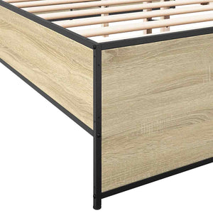 Πλαίσιο Κρεβατιού Sonoma Δρυς 150x200 εκ. Επεξ. Ξύλο & Μέταλλο