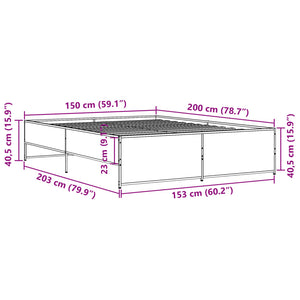 Πλαίσιο Κρεβατιού Καφέ Δρυς 150x200 εκ. Επεξ. Ξύλο & Μέταλλο