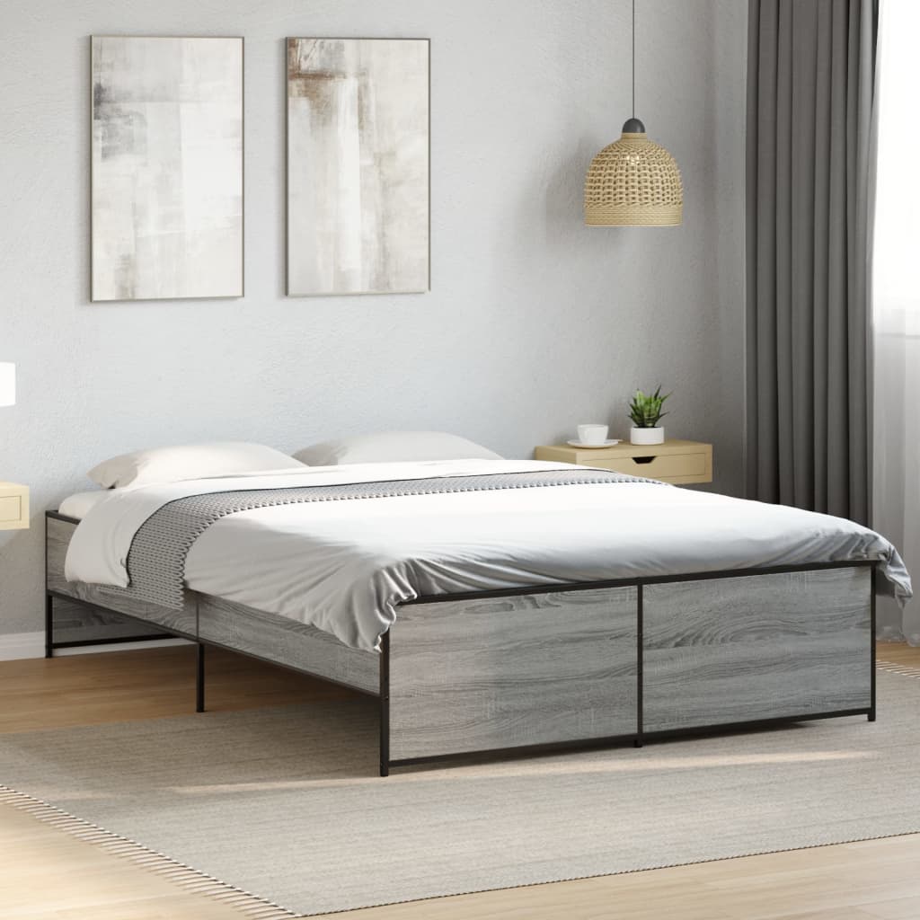 Πλαίσιο Κρεβατιού Γκρι Sonoma 120x200 εκ. Επεξ. Ξύλο & Μέταλλο