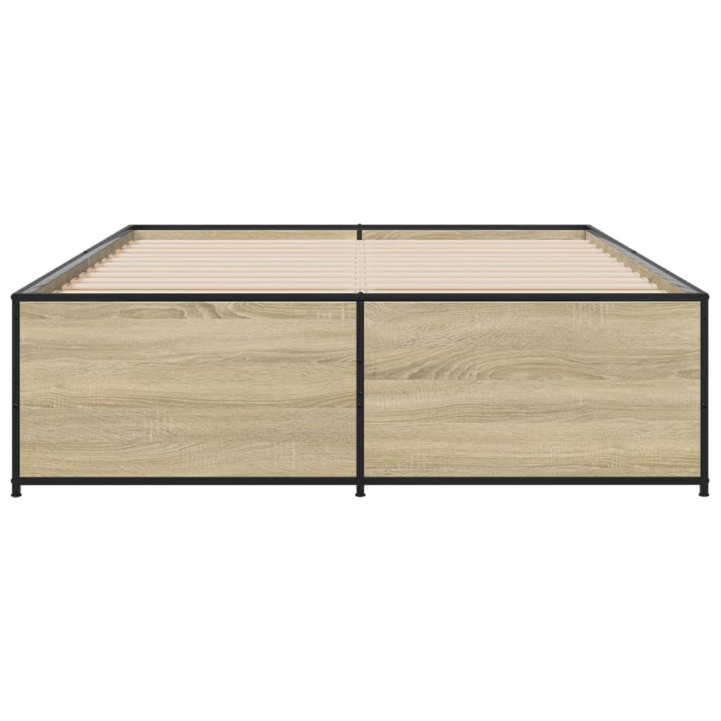 Πλαίσιο Κρεβατιού Sonoma Δρυς 140x190 εκ. Επεξ. Ξύλο & Μέταλλο