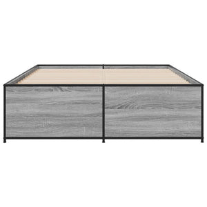 Πλαίσιο Κρεβατιού Γκρι Sonoma 135x190 εκ. Επεξ. Ξύλο & Μέταλλο