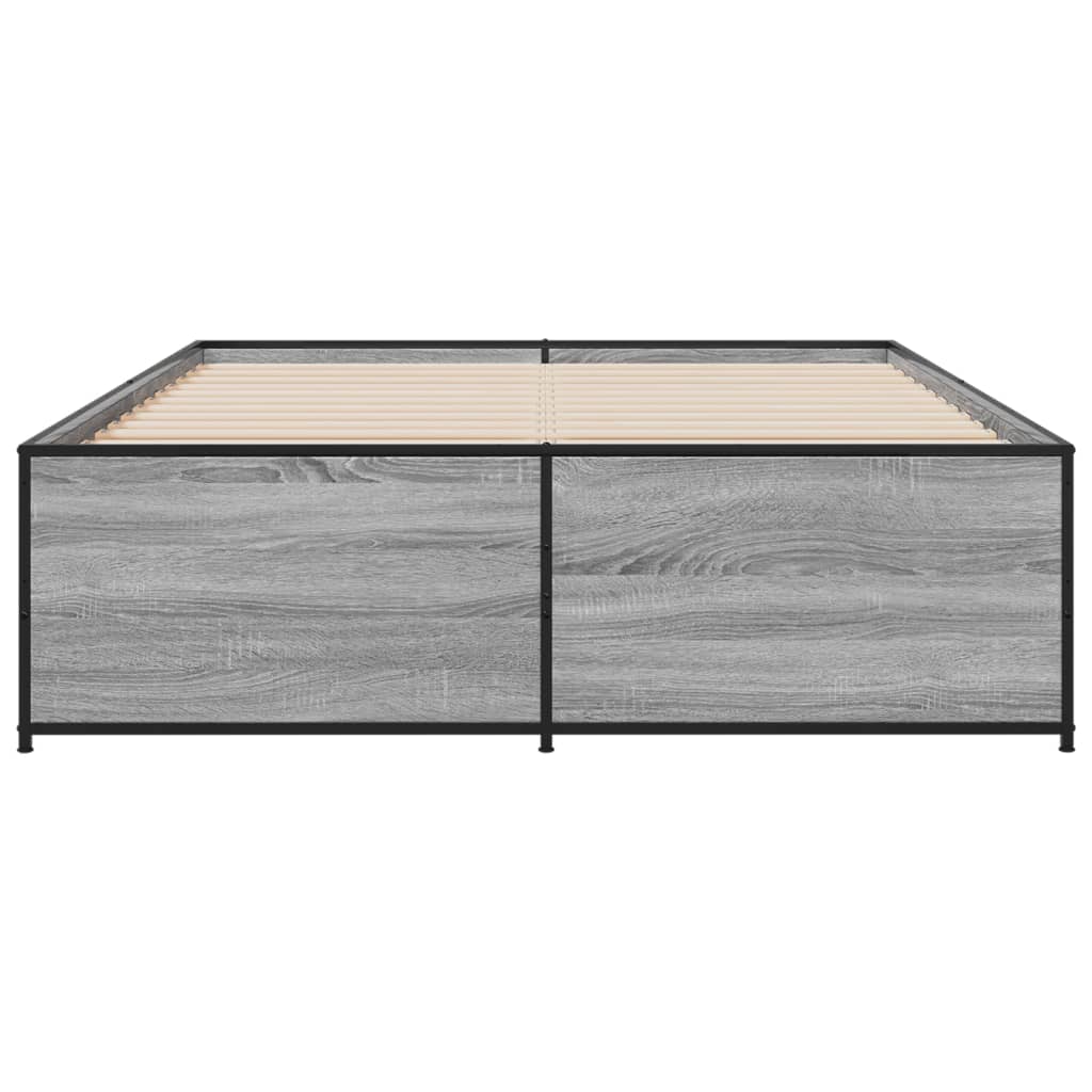 Πλαίσιο Κρεβατιού Γκρι Sonoma 120 x 190εκ. Επεξ. Ξύλο & Μέταλλο