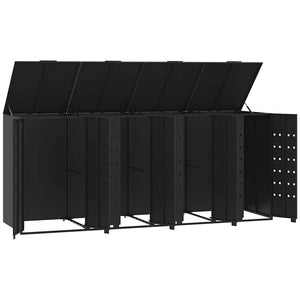 Πλαίσιο Κάδων Απορριμμάτων 4 Κάδοι Μαύρο 276x79x117 εκ. Ατσάλι